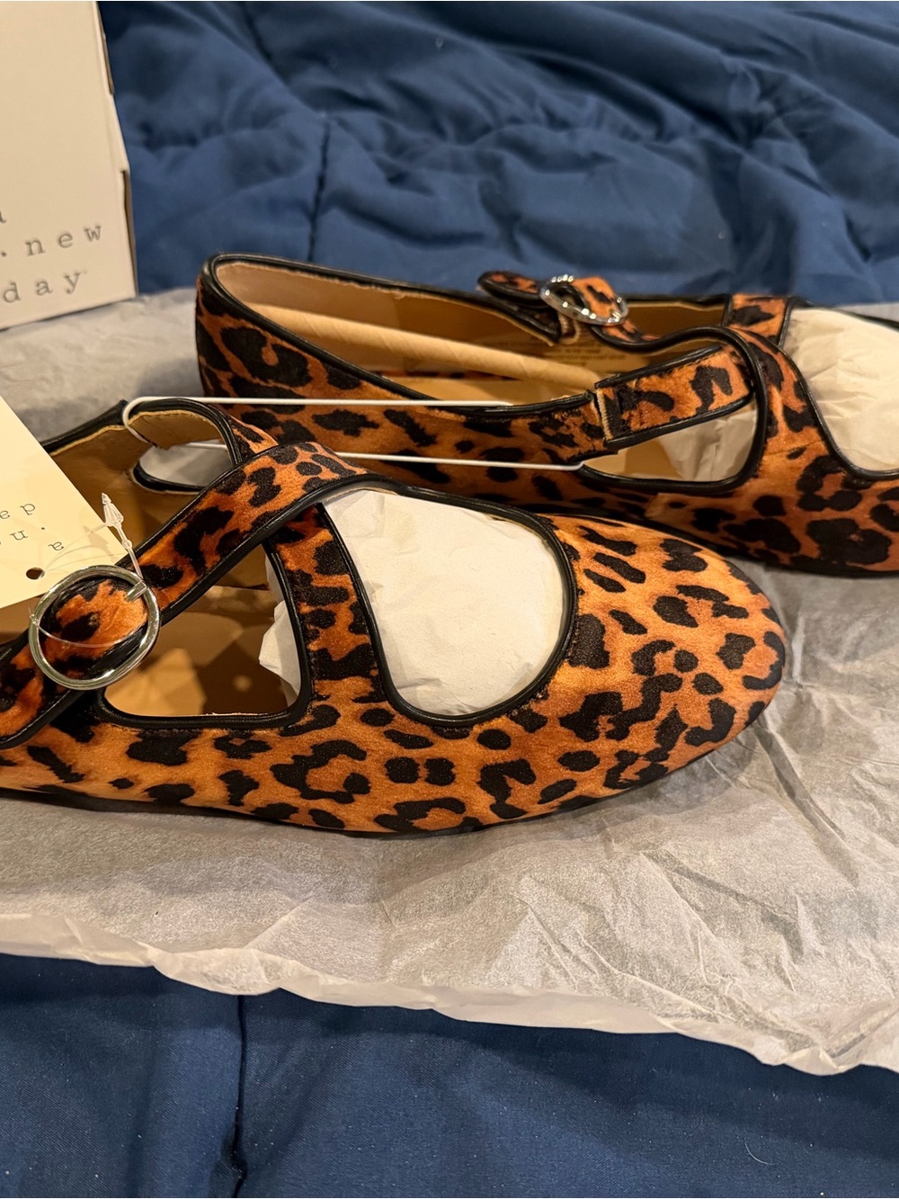a new day Leopard Print Mary Jane Flats in Brown and Black